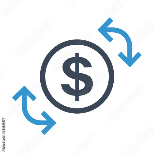 Dollar Sign with Focus Arrows Icon Design