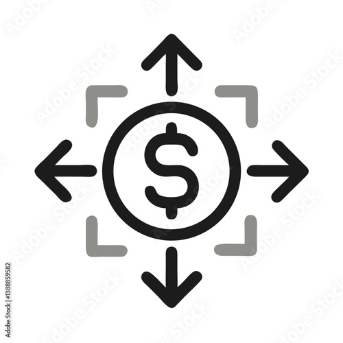Dollar Sign with Focus Arrows Icon Design