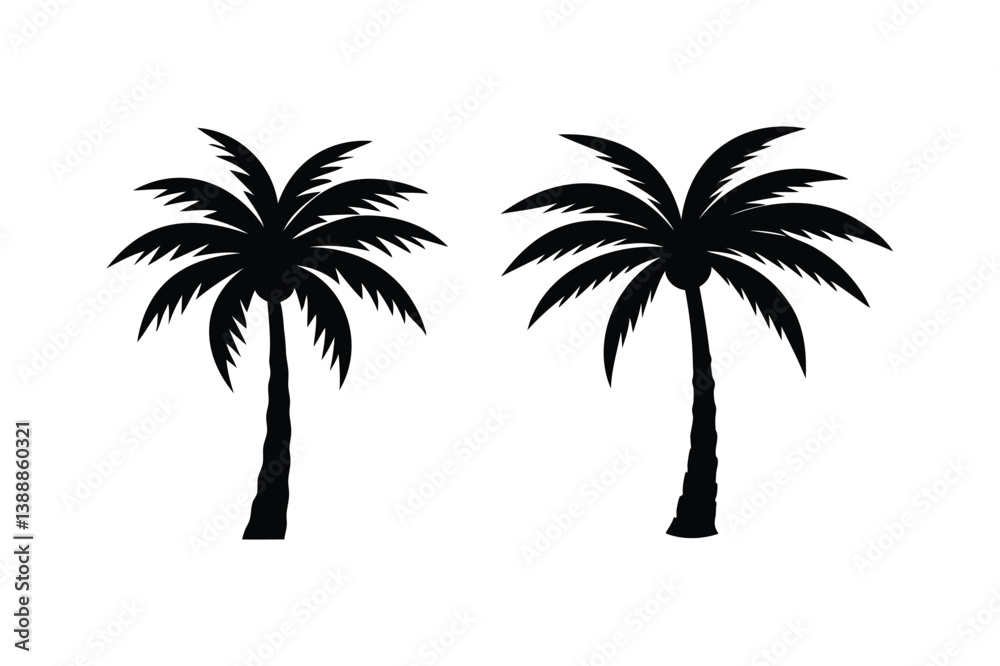 Fototapeta premium Palm tree icon silhouette on white background