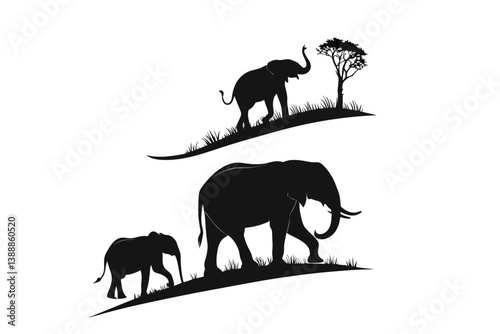 Silhouette  elephants
