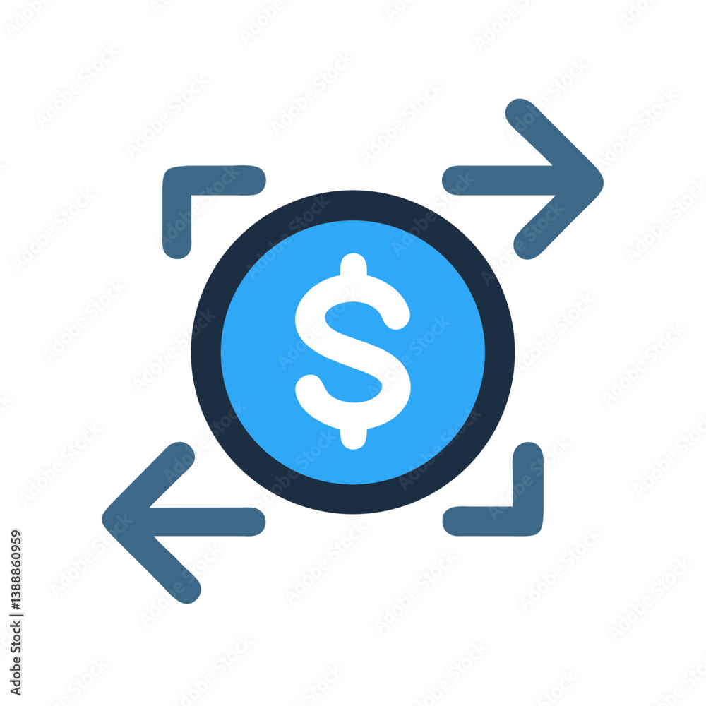 Dollar with Outward Arrows Icon Design Dollar with Outward Arrows Icon Design