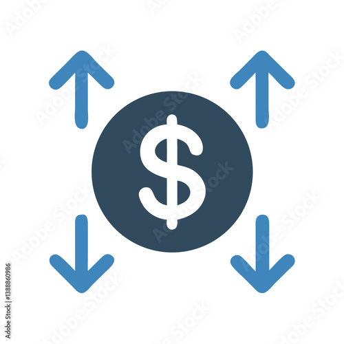 Dollar with Outward Arrows Icon Design