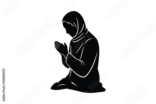 Pray icon silhouette on white background