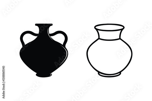 Pottery silhouette on white background