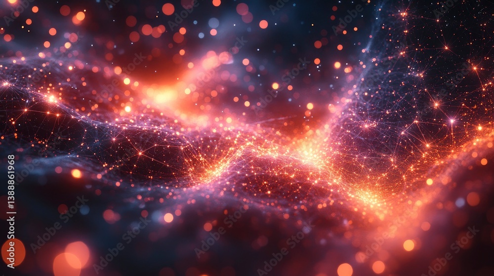 Abstract network of light beams forming architectural structures in space Abstract network of light beams forming architectural structures in space