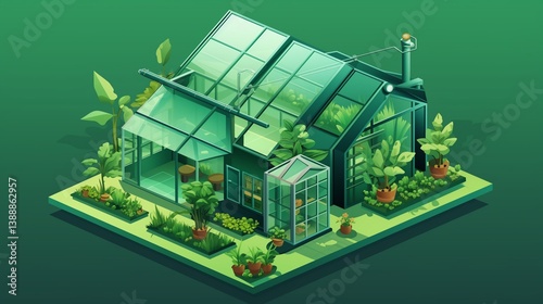 Green eco house isometric vector image