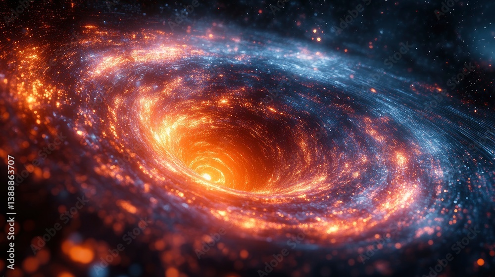 Obraz premium Digital tornado made of swirling data streams and particle effects