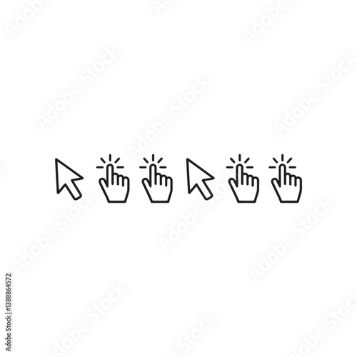 Click Cursor Icons Collection – Minimal Line Style Vector Set