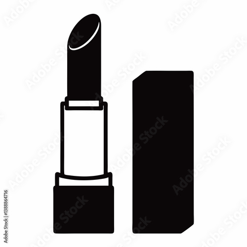 Minimalist Black And White Lipstick Illustration For Makeup Beauty And Cosmetic Product Design