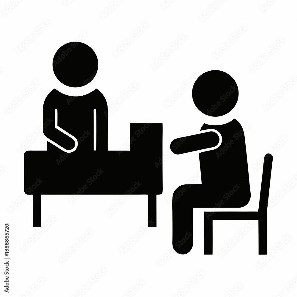 Consultation Icon Illustration Depicting Meeting Client And Professional Interaction Concept Consultation Icon Illustration Depicting Meeting Client And Professional Interaction Concept