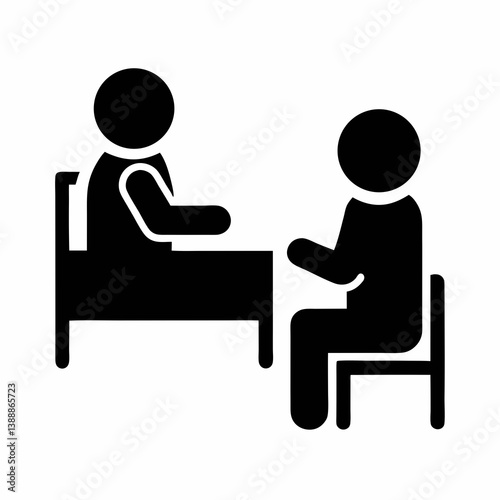 Counseling Session Black Silhouette Icon Pictogram Two People Interview Meeting Concept
