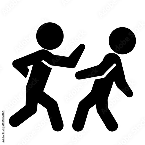 Stick Figures Illustration Depicting Two People Fighting Aggression Confrontation Violence