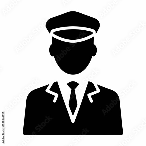 Vector Graphic Depicting A Chauffeur Silhouette Icon Wearing A Uniform And Tie