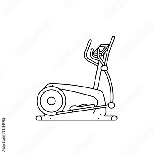 elliptical machine outline design in black and white  