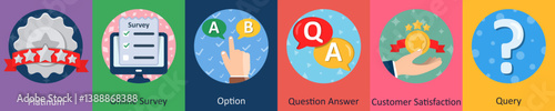 A set of 6 mix icons as platinum, online survey, option