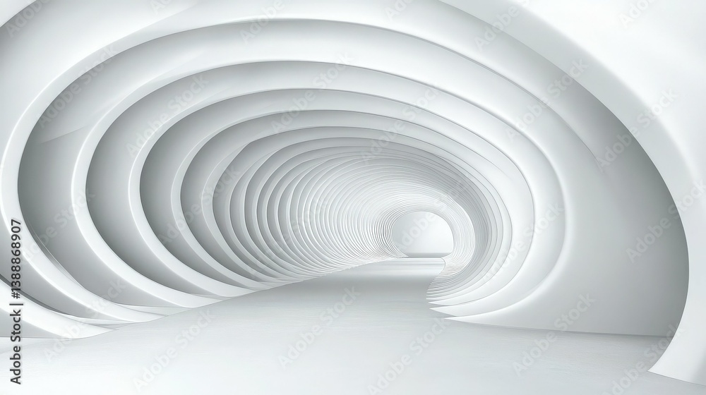 Abstract White Tunnel: A mesmerizing image featuring a spiraling tunnel with smooth, curved white walls creating a sense of depth and intrigue. Perfect for design, architecture, or futuristic themes. Abstract White Tunnel: A mesmerizing image featuring a spiraling tunnel with smooth, curved white walls creating a sense of depth and intrigue. Perfect for design, architecture, or futuristic themes.