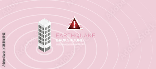 Earthquake Vector Background with Alert and Building