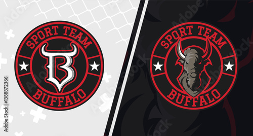 Buffalo sports mascot logo design. Modern emblem for sports team or t-shirt print.