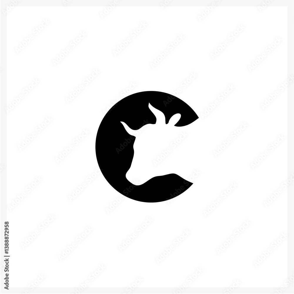 Minimalist Cow Head Silhouette Logo Icon Minimalist Cow Head Silhouette Logo Icon