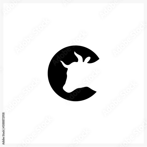 Minimalist Cow Head Silhouette Logo Icon