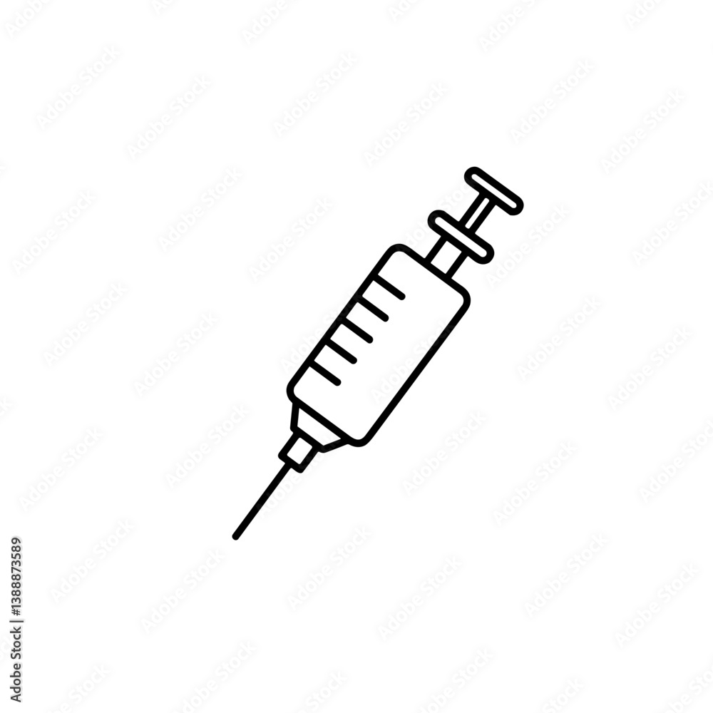 Syringe icon in line art style on white background Syringe icon in line art style on white background