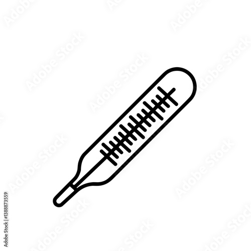 Thermometer image in minimalistic style with black outline  