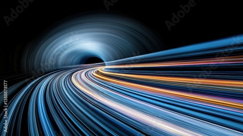 Dynamic Trail: A vibrant streak of light streaks across a tunnel, creating a sense of speed and technological advancement.