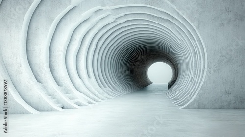 Obraz na płótnie Tunnel of Perspective: A captivating, minimalist architectural marvel featuring concentric, spiraling structures that lead the eye toward an inviting aperture. w salonie