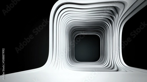 Obraz na płótnie Geometric Abstraction: Captivating a modern, abstract composition of layered architectural design, showcasing a tunnel-like perspective. w salonie