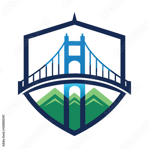 Modern bridge logo Design Vector Illustration.