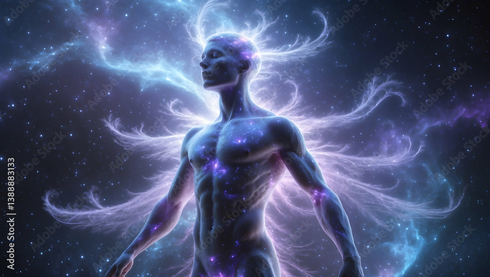 Manifest A mesmerizing, swirling nebula sculpted into the contours of a human figure, radiating an aura of pure potential, with delicate (3) Manifest A mesmerizing, swirling nebula sculpted into the contours of a human figure, radiating an aura of pure potential, with delicate (3)