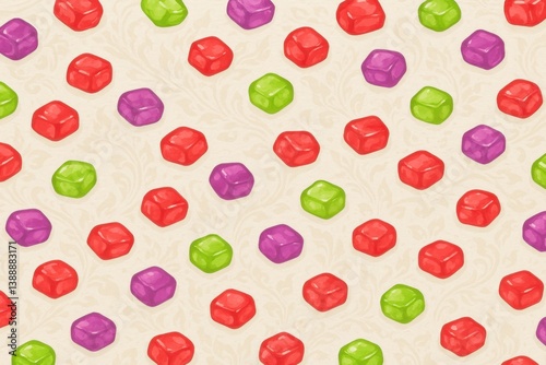 Colorful Tub Tim Grob Thai Dessert Seamless Pattern