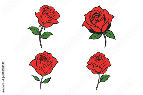 Rose flower vector set