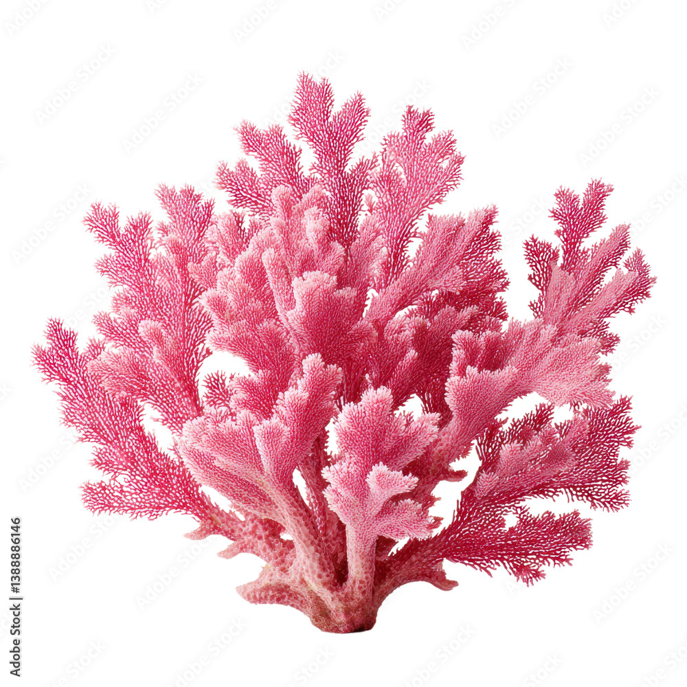 Naklejka premium Pink coral on a white background. Marine life, underwater nature.