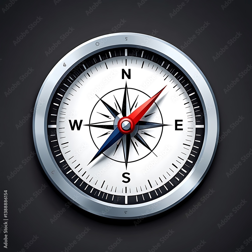 A sleek metallic compass points true north against a dark background a perfect symbol of direction guidance and exploration ideal for navigation technology and travel themes A sleek metallic compass points true north against a dark background a perfect symbol of direction guidance and exploration ideal for navigation technology and travel themes
