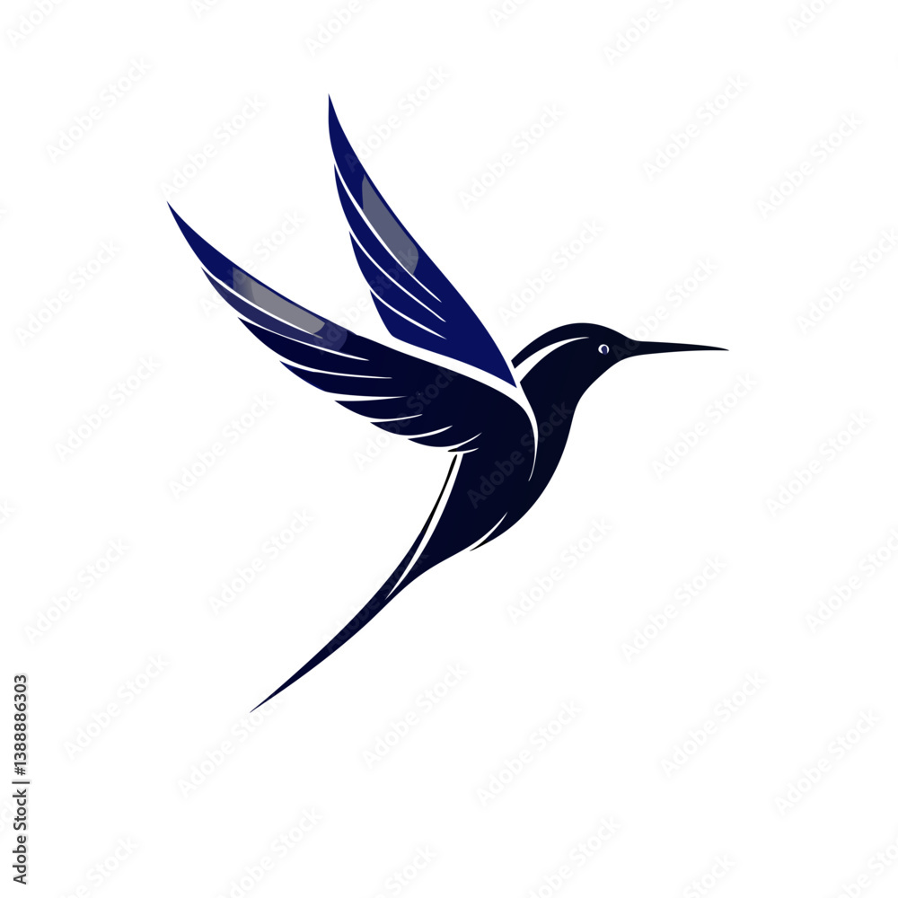 Fototapeta premium vector illustration of a bird, Flying Hummingbird Silhouette Logo Elegant Bird Vector Design Illustration