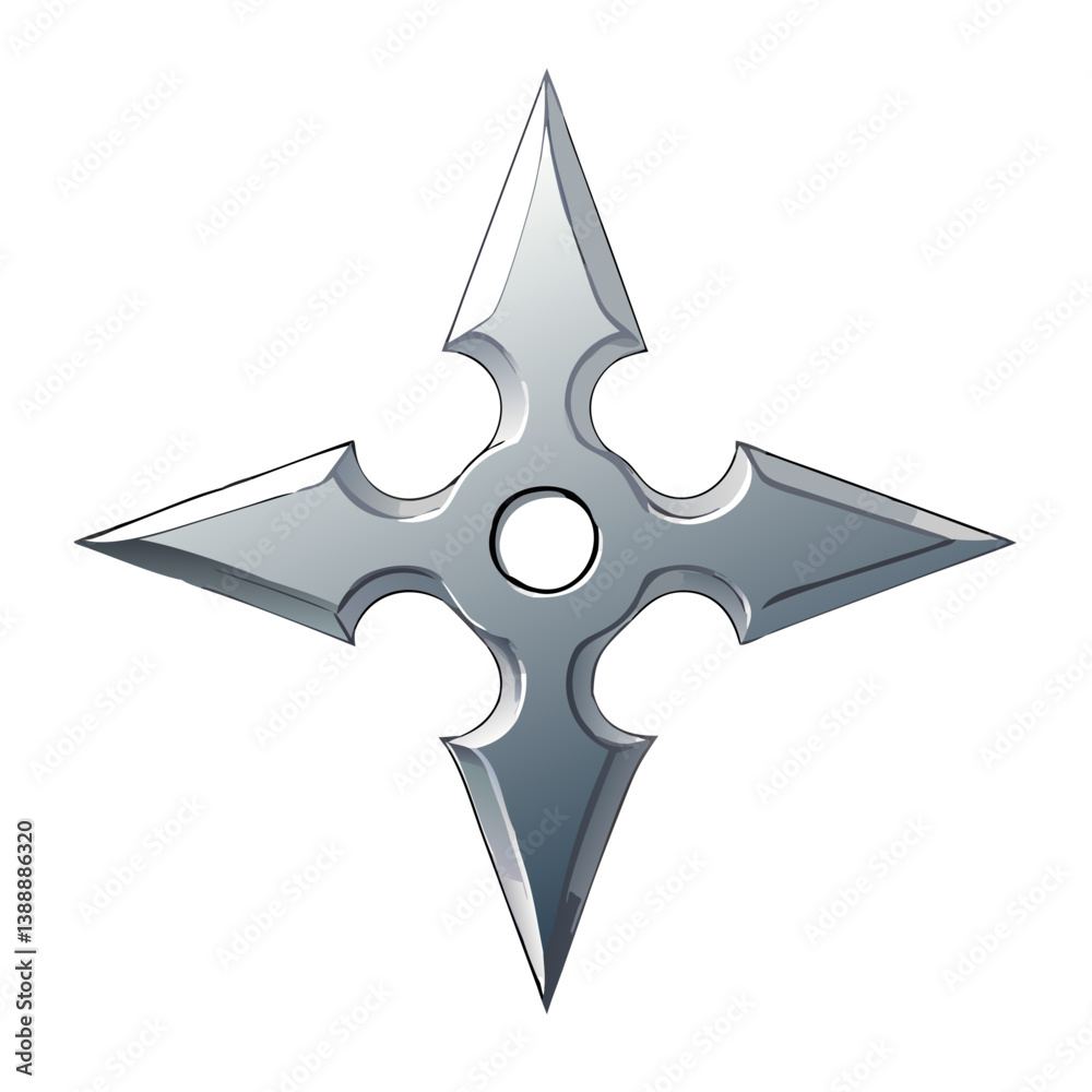 3d silver star, Ninja Shuriken Weapon Vector Illustration Sharp Throwing Star Design 3d silver star, Ninja Shuriken Weapon Vector Illustration Sharp Throwing Star Design