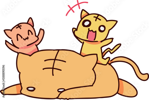 子供に翻弄される親猫