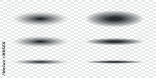 Shadow realistic set. Template shade isolated. Collection blur effect. Vector illustration