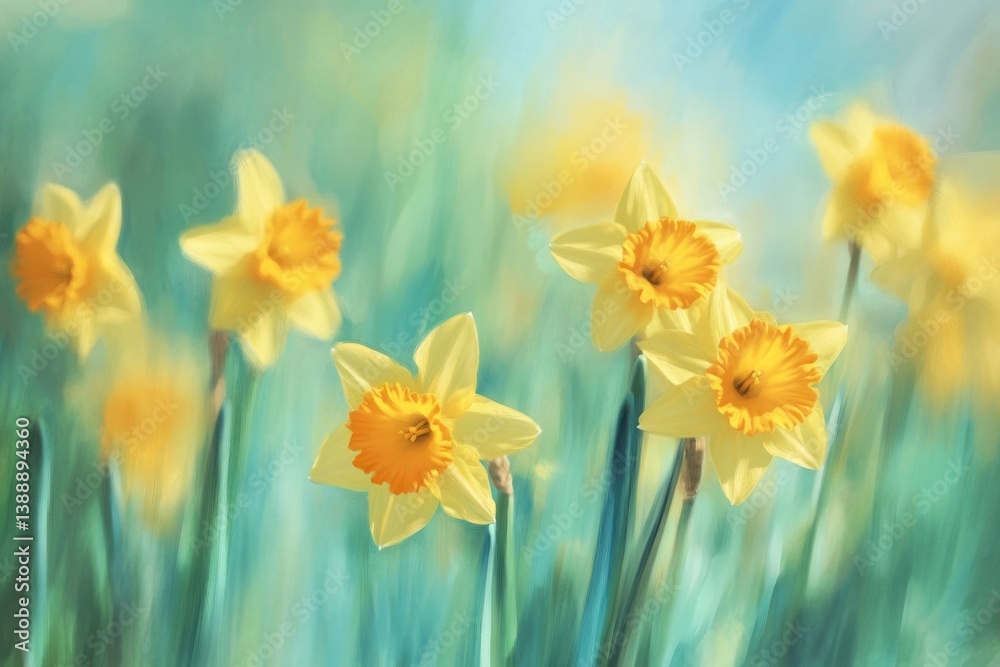 Beautiful bright yellow daffodil flowers blossoming in a spring garden Beautiful bright yellow daffodil flowers blossoming in a spring garden