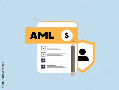 Anti-money laundering regulations and AML documentation requirements help detect suspicious transactions, enforce compliance, and prevent financial crime. AML regulation vector illustration and icons