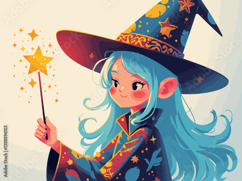 holding a magic wand,illustration