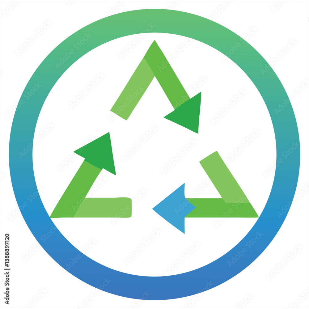 Modern Green Recycling Icon with Three Arrows in a Loop on Simple Circular Background
Modern Green Recycling Icon with Three Arrows in a Loop on Simple Circular Background