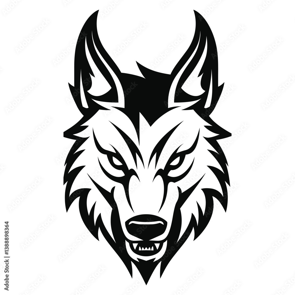 Fototapeta premium Intense Wolf Head Silhouette