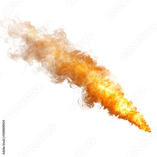 Orange smoke fire effect realistic isolated transparent png