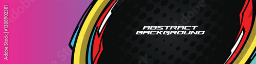 Abstract racing banner vector with dynamic lines and neon colors, perfect for gamers and e-sports themes. High energy and modern design.