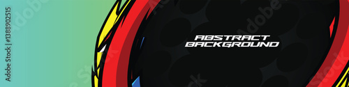 Abstract racing banner vector with dynamic lines and neon colors, perfect for gamers and e-sports themes. High energy and modern design.