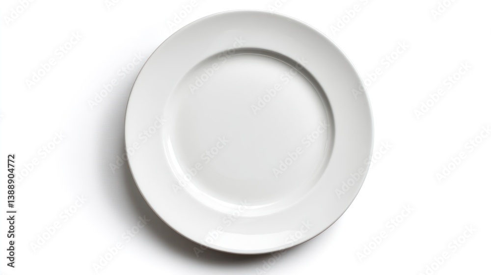 Minimalist White Dinner Plate on White Background Food Service Presentation Minimalist White Dinner Plate on White Background Food Service Presentation