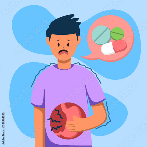 Medical condition gastric pains illustration