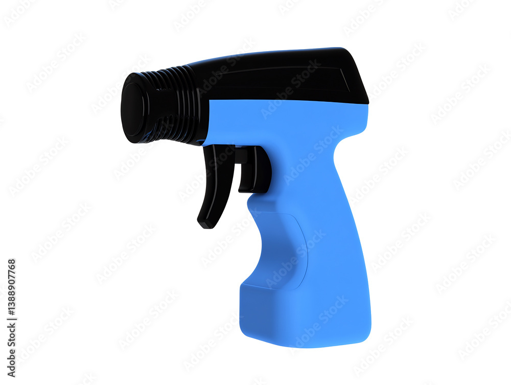 Brightly colored blue plastic spray gun isolated on white background. AI Generated Brightly colored blue plastic spray gun isolated on white background. AI Generated
